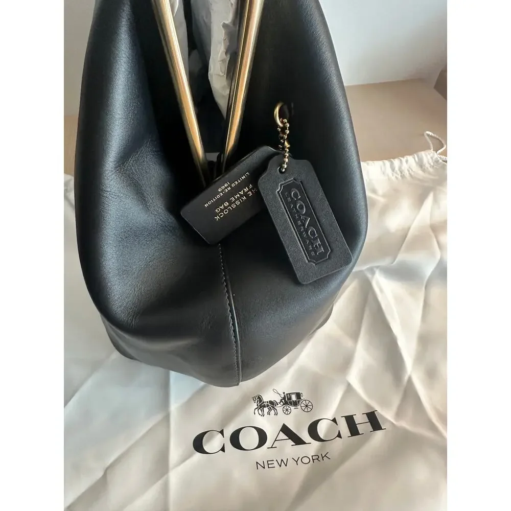 COACH Large Oversized Kisslock Frame Shoulder Clutch Bag - New